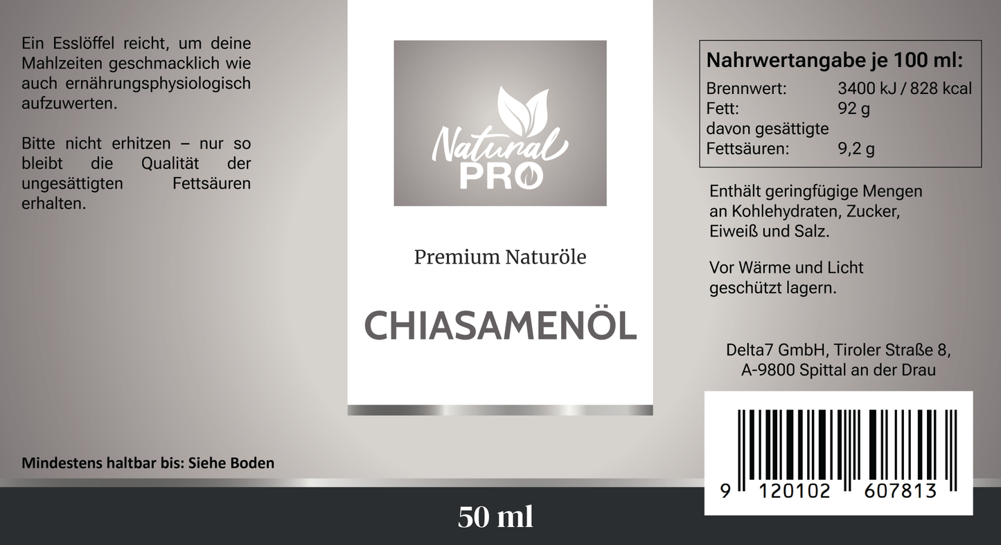 Chiasamenöl | Natürlich & Vielseitig | Reich an essentiellen Fettsäuren