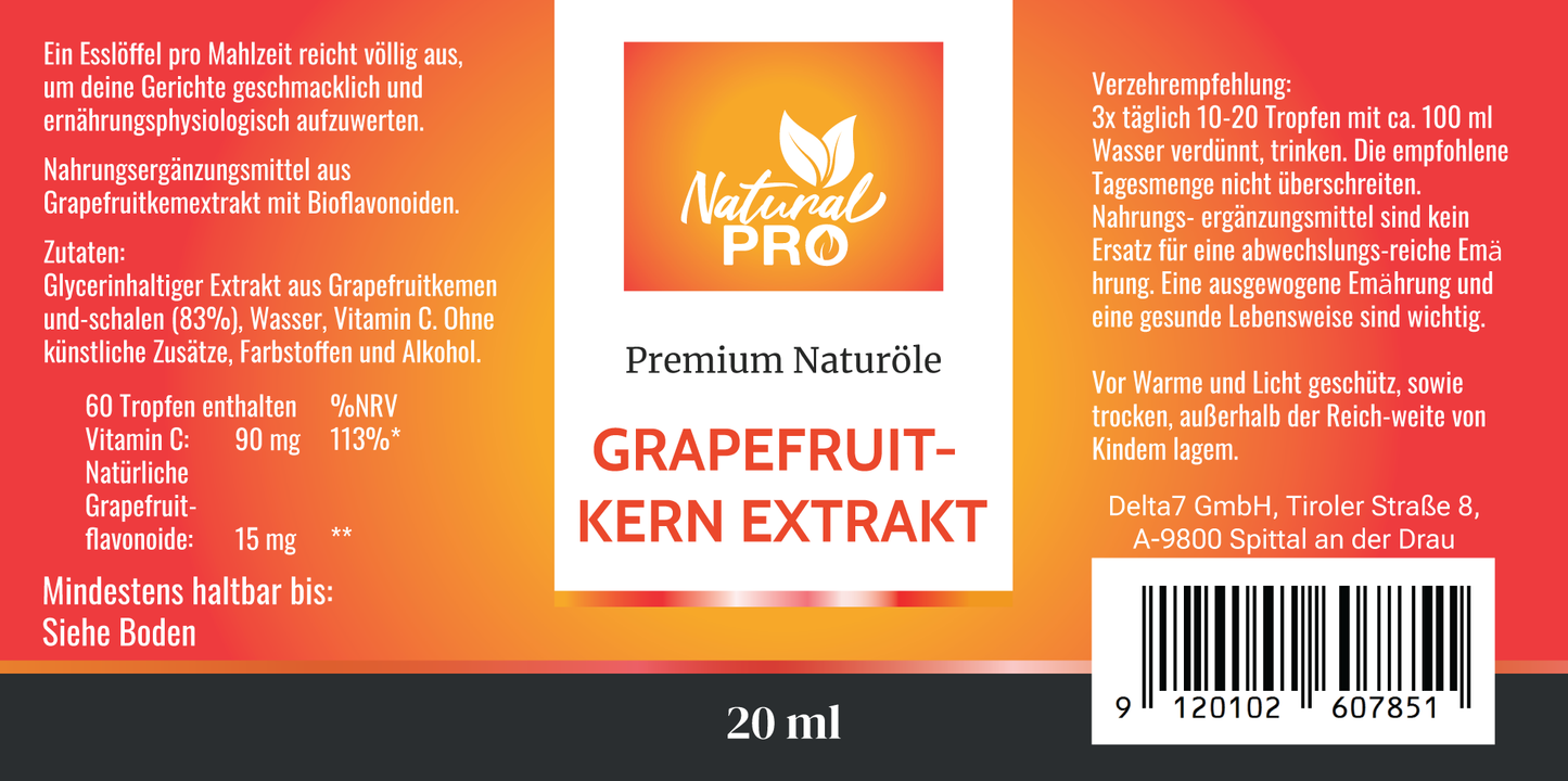 Grapefruitkernextrakt Tropfen 3000 mg Tagesdosis | Hochdosiert mit reinen Flavonoiden & Vitamin C