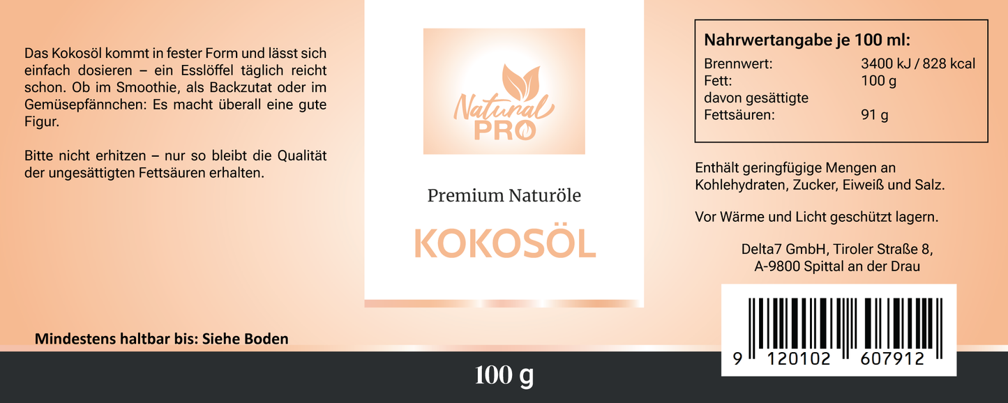 Naturreines Kokosöl | Hochdosiert | Der Allrounder für 30 ml täglich