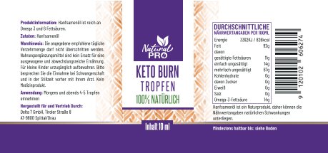 Keto Burn Tropfen | Unterstützt Fettverbrennung & Energie | 10 ml