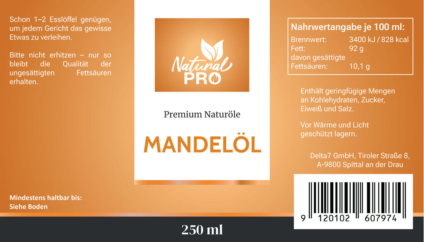 Mandelöl | Hochdosiert & Rein | Natürliche Quelle für gesunde Fettsäuren