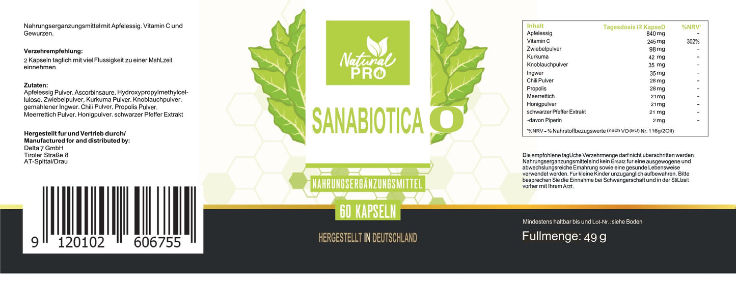 Sanabiotica | Natürliches Antibiotikum aus der Natur | 60 Kapseln