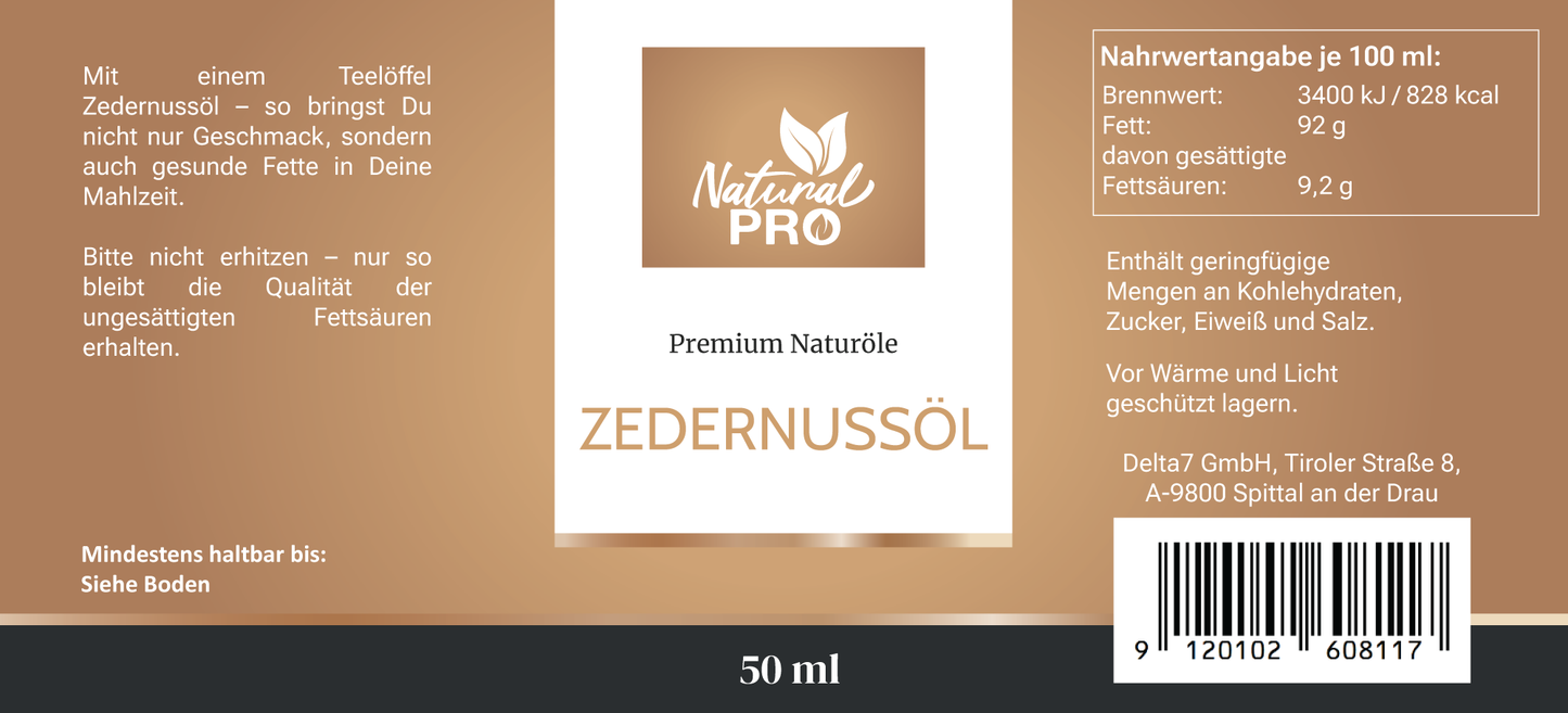 Zedernussöl | Naturrein & Fein-Nussig | Reich an Fettsäuren & Perfekt für Feinschmecker