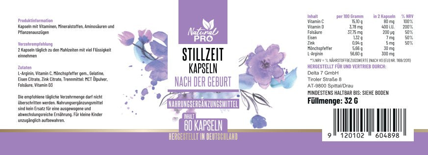 Stillzeit Kapseln | Für Mutter & Baby | Unterstützt Milchbildung & Vitalität | 60 Kapseln