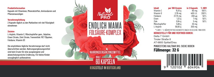 Endlich Mama | Sanfte Unterstützung auf dem Weg zur Schwangerschaft | 60 Kapseln