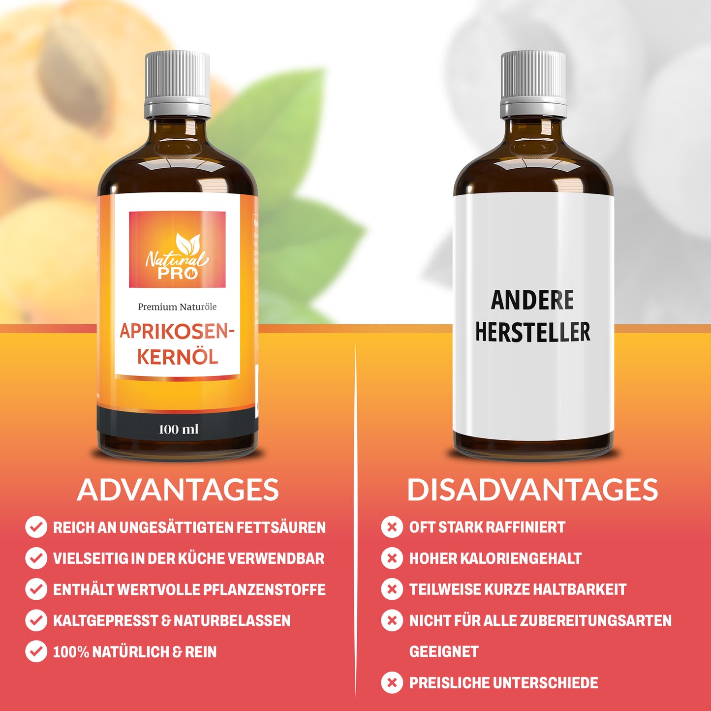 Aprikosenkernöl pur | Kaltgepresst & Raffiniert | Für deine kreative Küche
