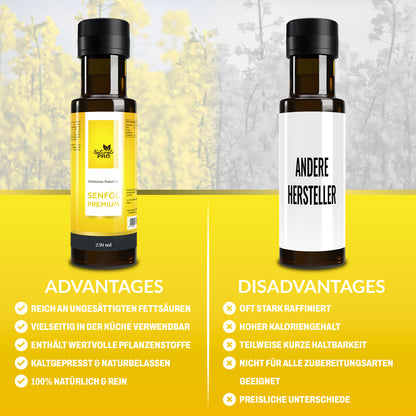 Senföl Premium | Würzig-Mild, Reich an Omega-3 & Ungesättigten Fettsäuren | Aus Österreich