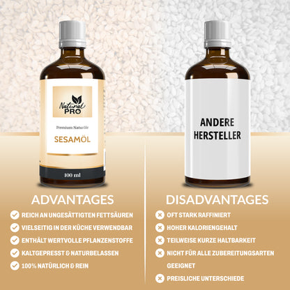 Sesamöl | Mild-Nussiges Naturöl | Täglicher Genuss | Reich an ungesättigten Fettsäuren