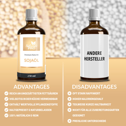 Sojaöl | Kaltgepresst & Rein | Mit ungesättigten Fettsäuren | Für die kreative Küche