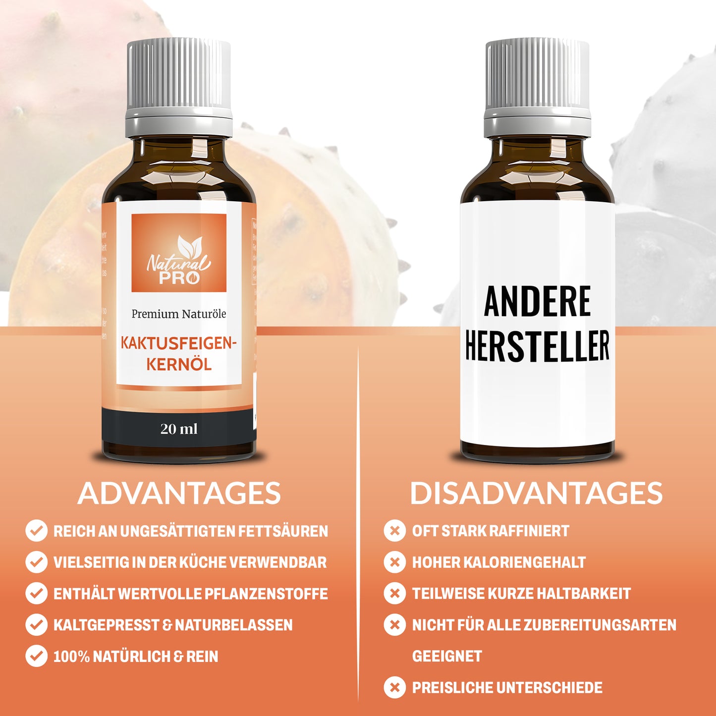 Kaktusfeigenkernöl | Superfood-Öl mit natürlichem Vitamin E & Wertvollen Fettsäuren