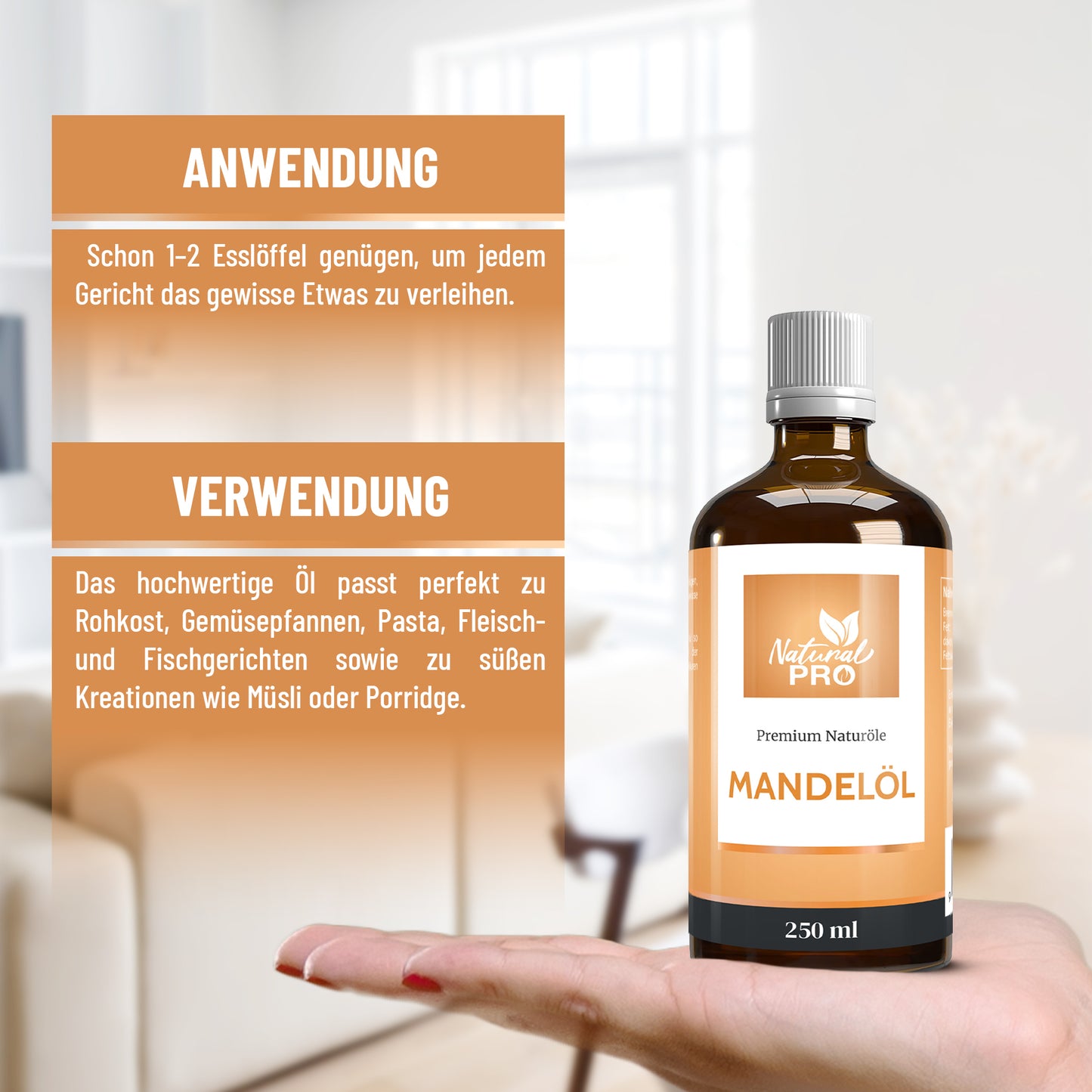 Mandelöl | Hochdosiert & Rein | Natürliche Quelle für gesunde Fettsäuren