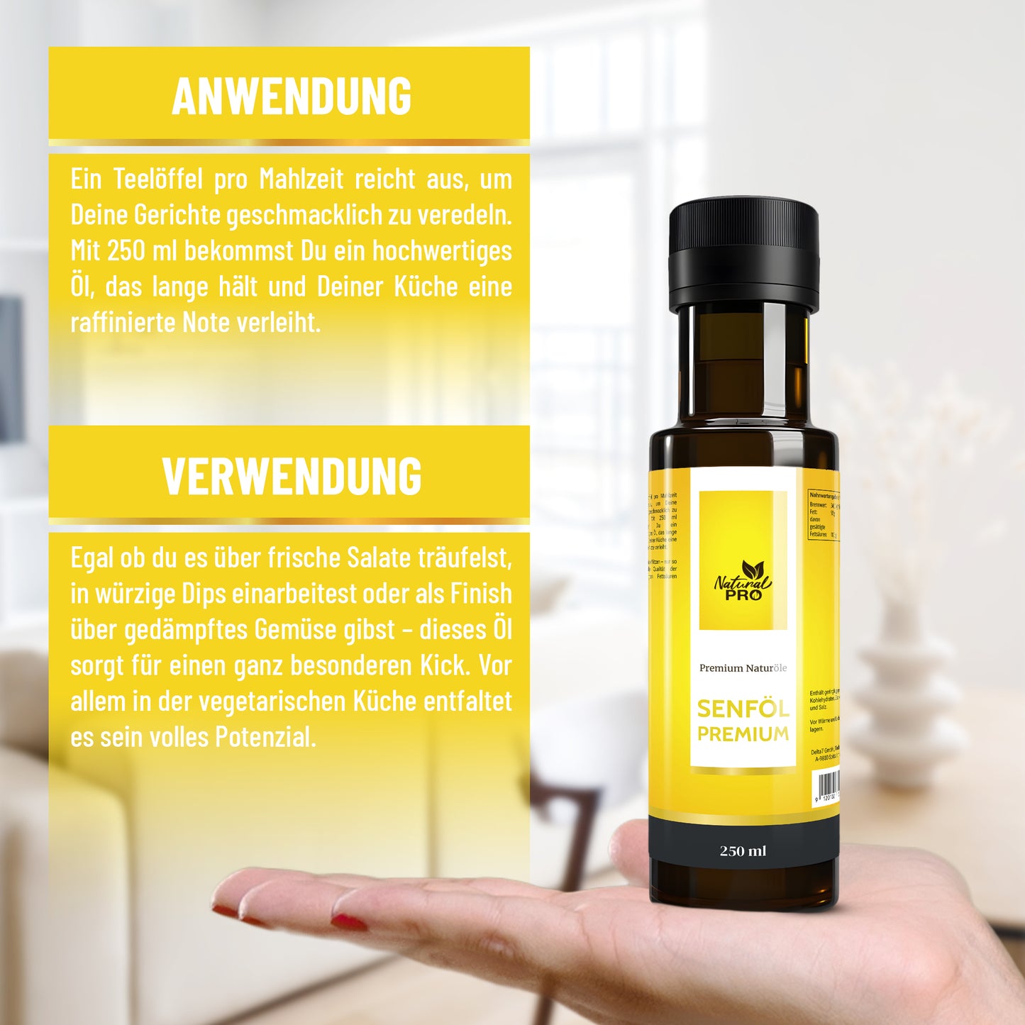 Senföl Premium | Würzig-Mild, Reich an Omega-3 & Ungesättigten Fettsäuren | Aus Österreich
