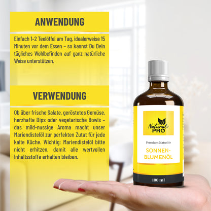 Sonnenblumenöl | Mild-Nussiges Naturöl | Vielseitig für täglichen Genuss & Feine Gerichte