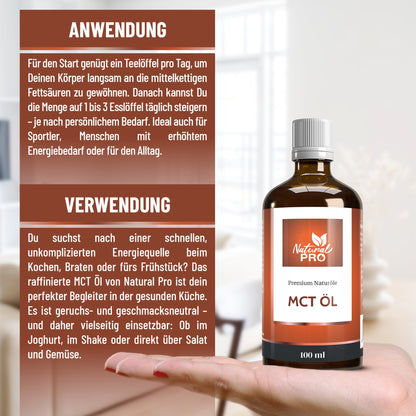 Reines MCT Öl aus Kokos | Raffiniert, Geschmacksneutral & Mit C8/C10 Fettsäuren