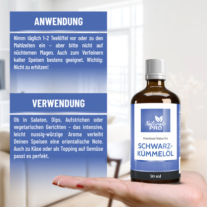 Schwarzkümmelöl | Kaltgepresst, Naturrein & Aromatisch | Ideal für deine Küche