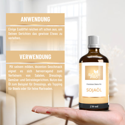 Sojaöl | Kaltgepresst & Rein | Mit ungesättigten Fettsäuren | Für die kreative Küche