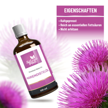 Mariendistelöl | Kaltgepresst & Naturrein | Edles Speiseöl voller ungesättigter Fettsäuren