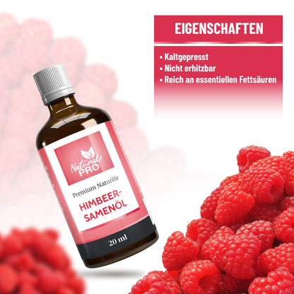 Himbeersamenöl | 100% Rein und Kaltgepresst | Quelle pflanzlicher Omega-Fettsäuren & Vitamin E