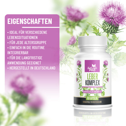 Leber Komplex | für Entgiftung & Stoffwechsel | natürliche Leberkur | 60 Kapseln