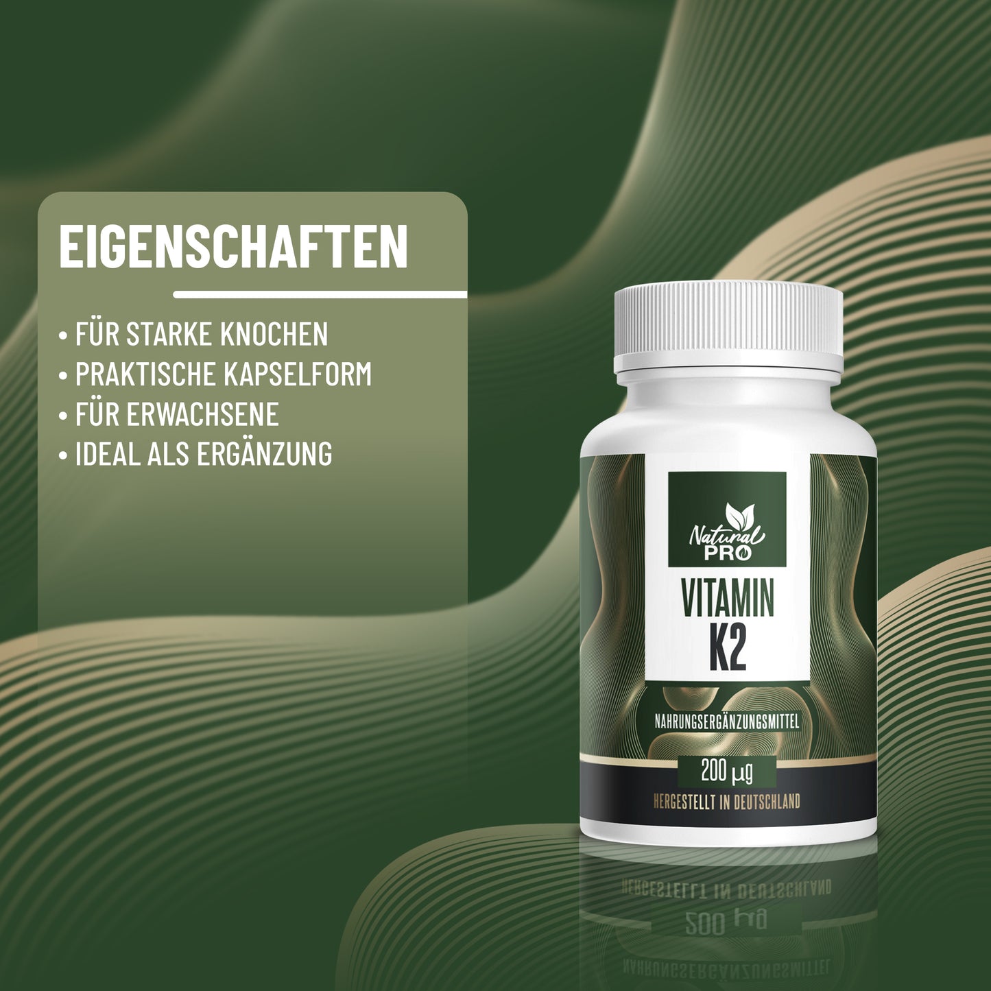 Vitamin K2 200 µg hochdosiert | Ideal in Kombination mit Vitamin | 60 Kapseln