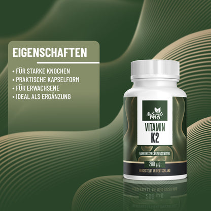 Vitamin K2 200 µg hochdosiert | Ideal in Kombination mit Vitamin | 60 Kapseln