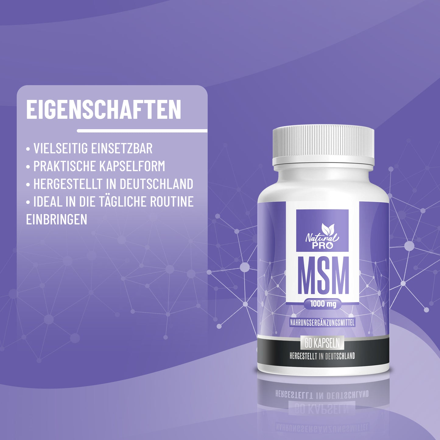 MSM 1000mg hochdosiert | Für gesunde Gelenke & Haut | 60 Kapseln