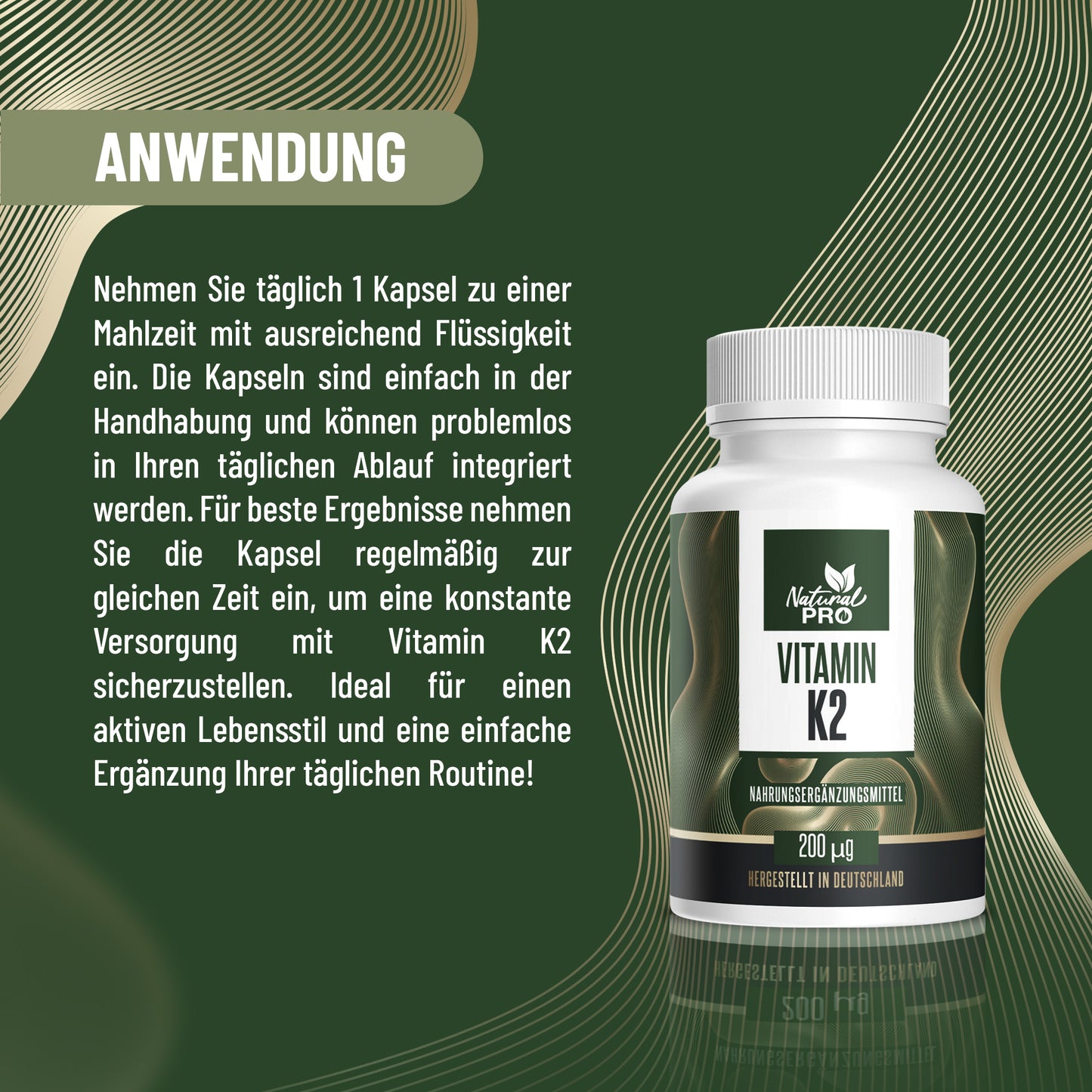 Vitamin K2 200 µg hochdosiert | Ideal in Kombination mit Vitamin | 60 Kapseln