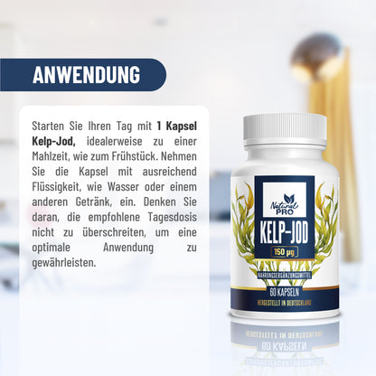 Kelp-Jod 150 µg hochdosiert | Für Vitalität & Hormonbalance | 60 Tabletten