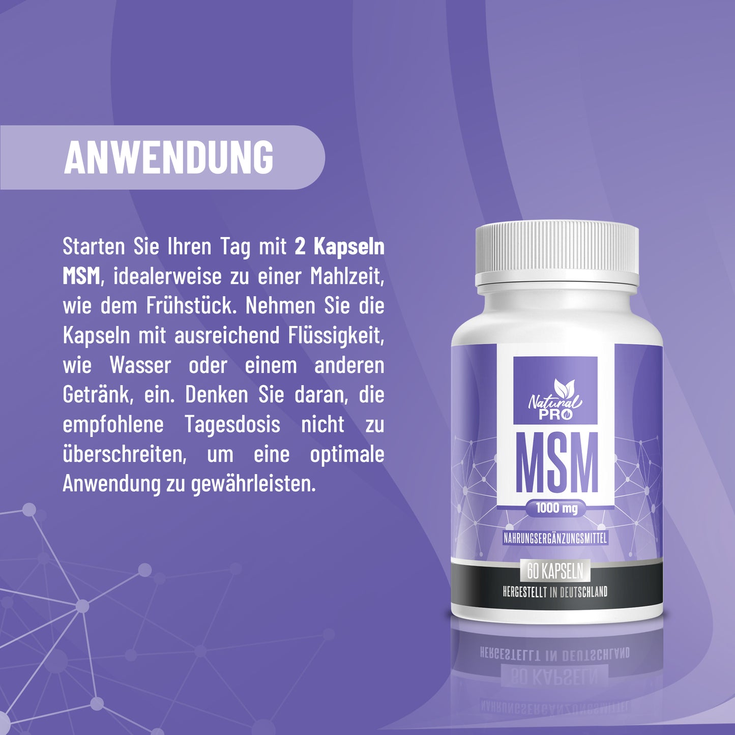 MSM 1000mg hochdosiert | Für gesunde Gelenke & Haut | 60 Kapseln