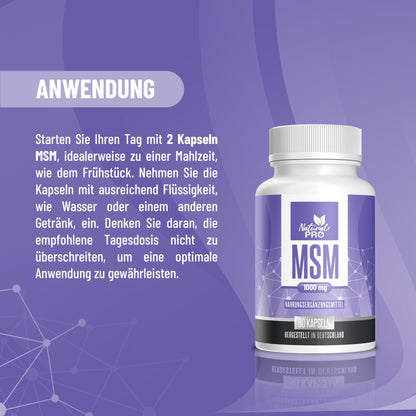 MSM 1000mg hochdosiert | Für gesunde Gelenke & Haut | 60 Kapseln