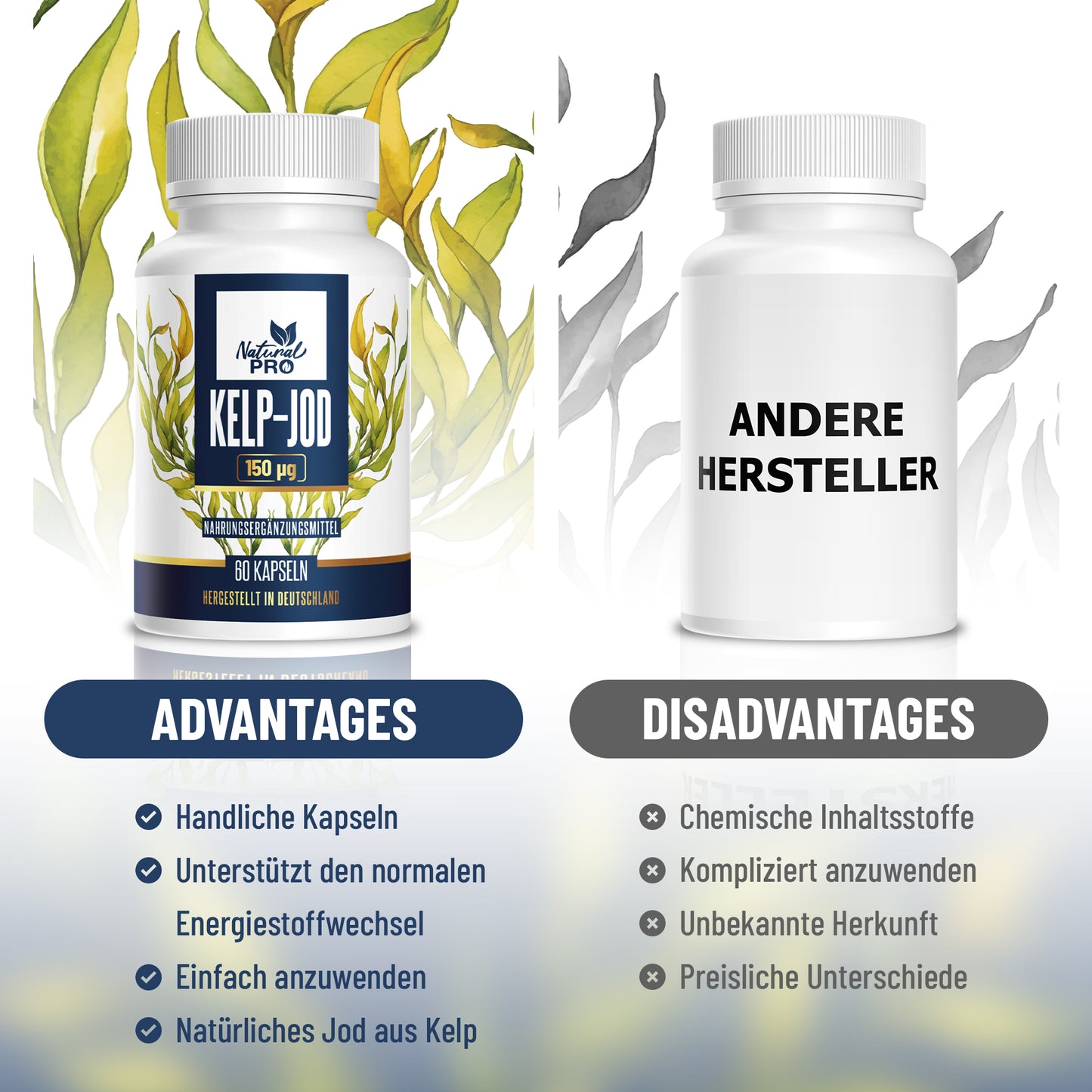 Kelp-Jod 150 µg hochdosiert | Für Vitalität & Hormonbalance | 60 Tabletten