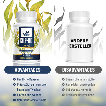 Kelp-Jod 150 µg hochdosiert | Für Vitalität & Hormonbalance | 60 Tabletten