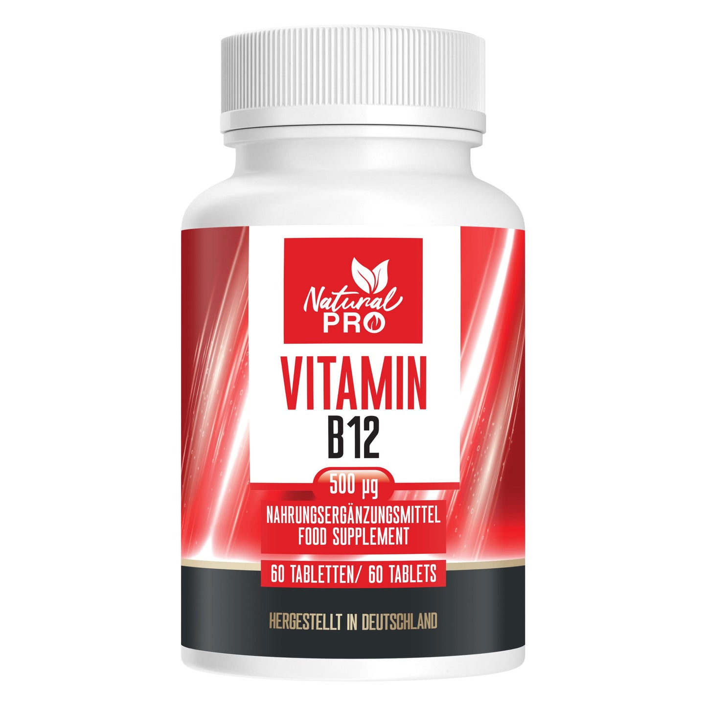 Vitamin B12 500 µg hochdosiert | Reines Vitamin für Energie & Vitalität | 60 Tabletten