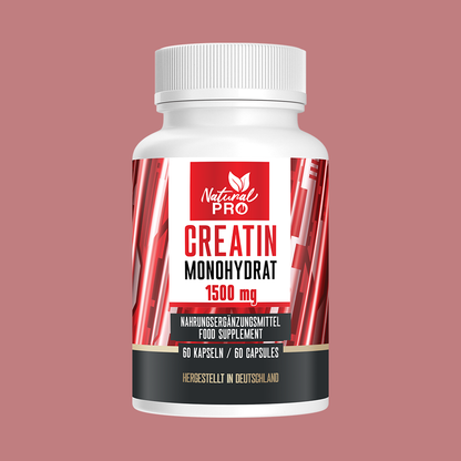 Creatin Monohydrat 1500mg hochdosiert | Für deine Power im Training | 60 Kapseln
