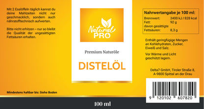 Distelöl | Kaltgepresst & Hochdosiert – Reich an Linolsäure (Omega-6) & Vitamin E
