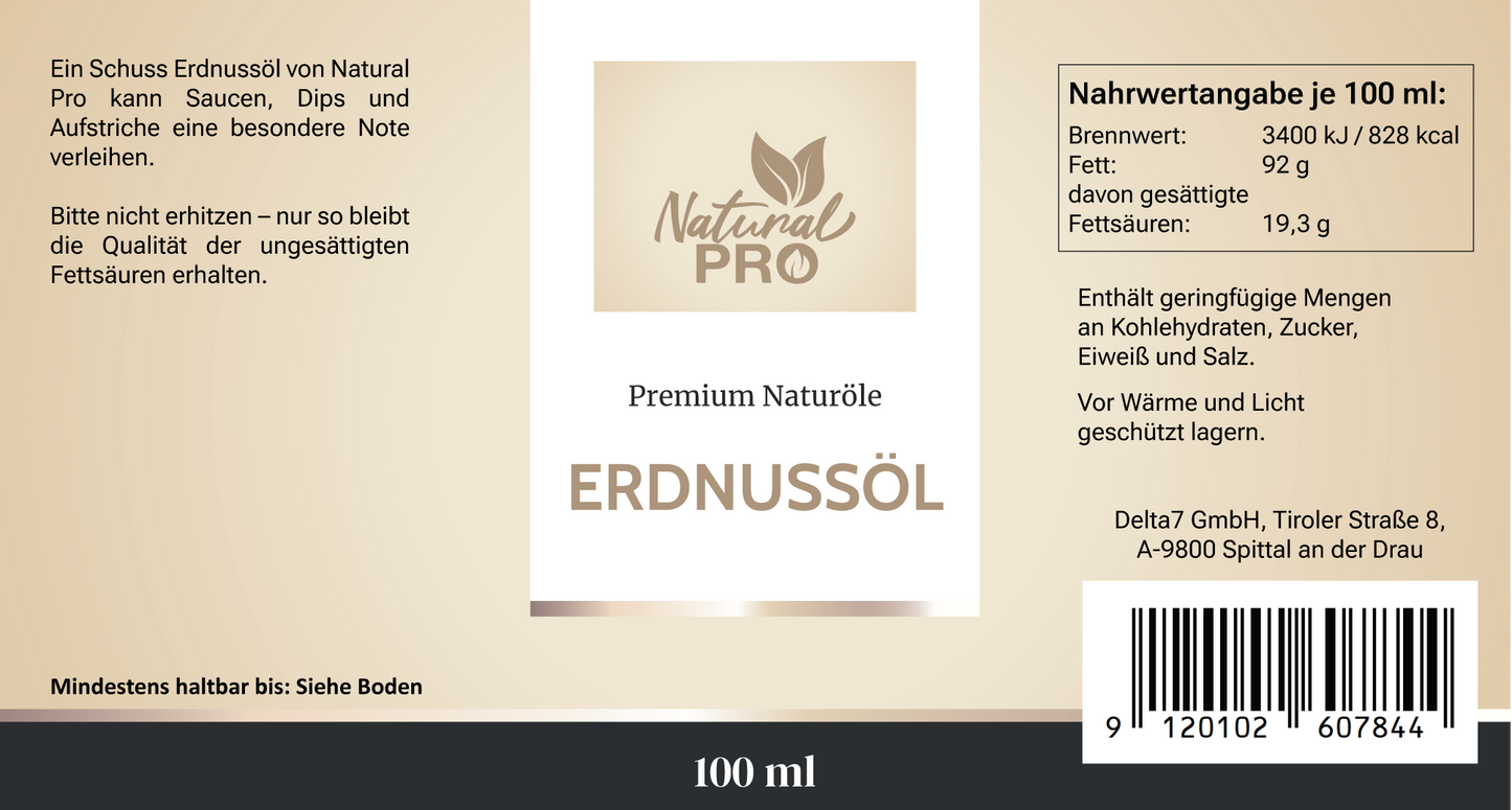 Erdnussöl | Hoch erhitzbar, Mild-Nussig | Perfekt für Wok & Küche