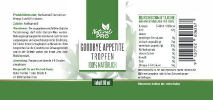 Goodbye Appetite Tropfen | Unterstützt natürliches Sättigungsgefühl | 10 ml