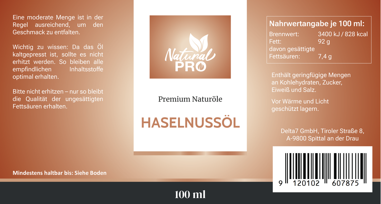 Haselnussöl | Kaltgepresst & Naturrein | Hochdosierte Tagesration von 30ml