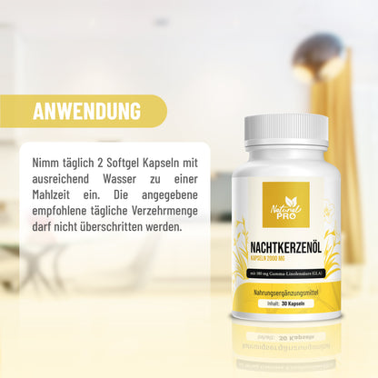 Nachtkerzenöl Kapseln 2000 MG | mit 180 mg Gamma-Linolensäure (GLA) | Dein Körper im Alltag