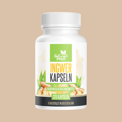 Ingwer Kapseln hochdosiert | 1.000mg Tagesdosis | Für Immunsystem & Verdauung | 120 Kapseln
