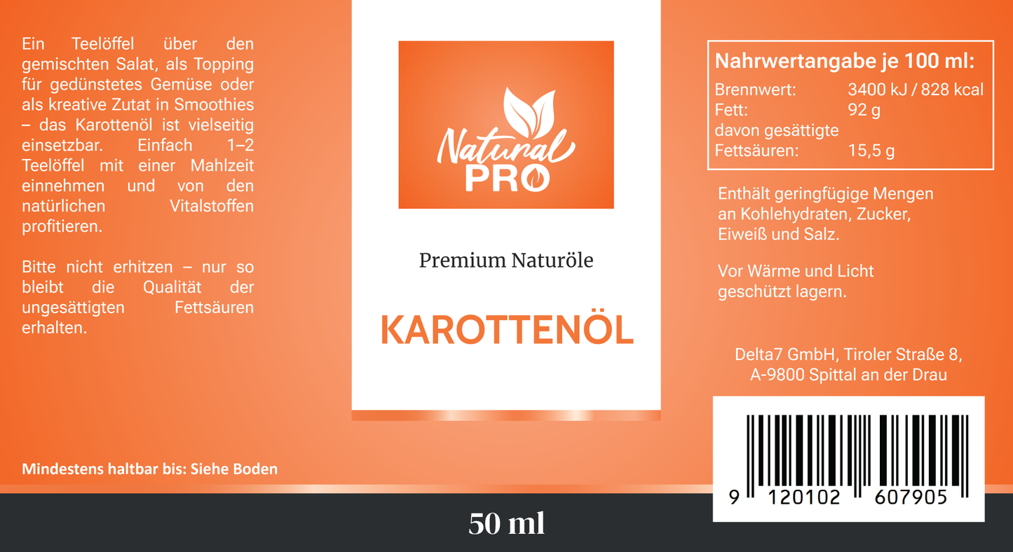 Karottenöl | Sonnenglanz aus der Natur – Reines Öl mit natürlichem Carotingehalt