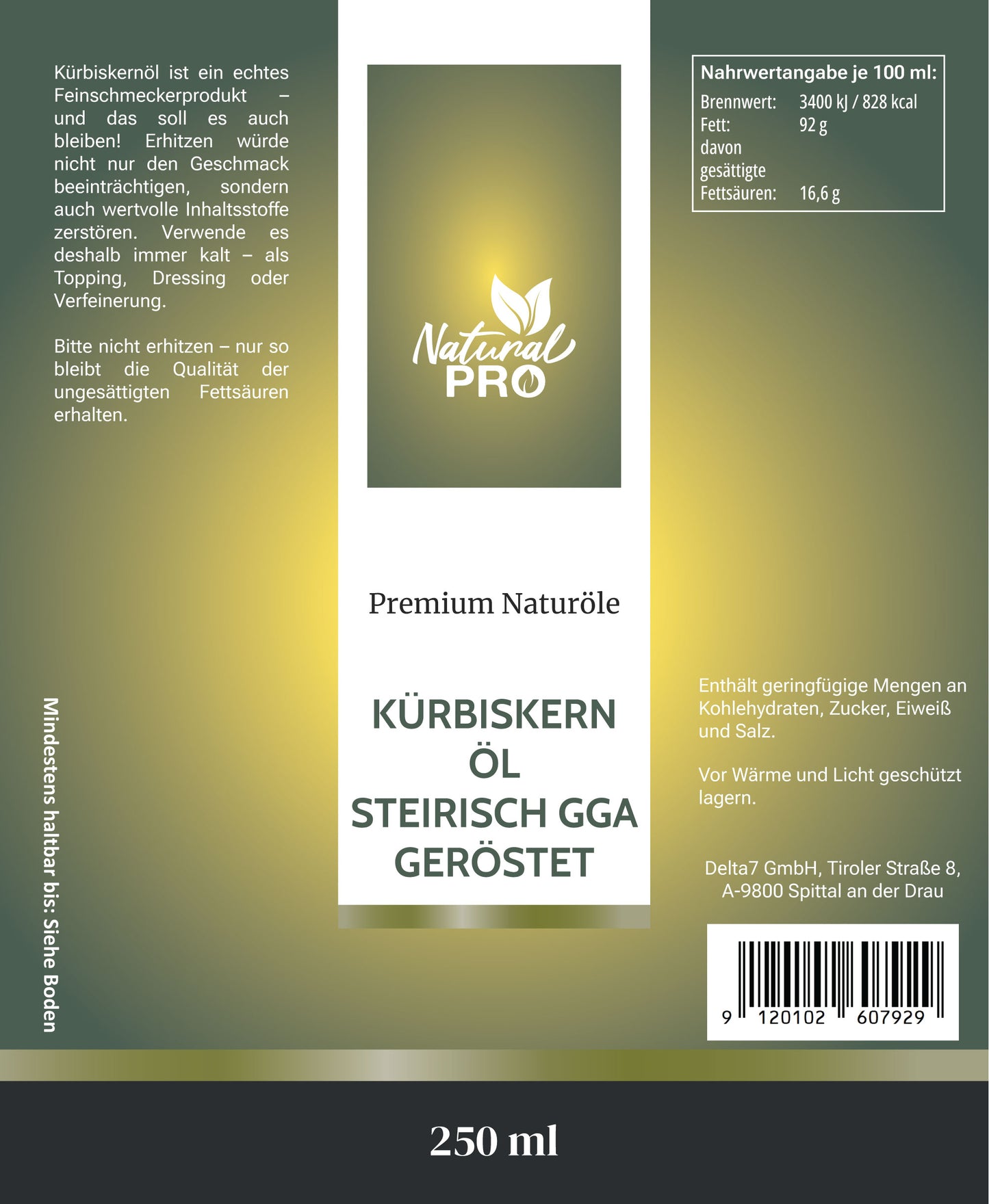 Steirisches Kürbiskernöl GGA | Traditionell geröstet & Regional hergestellt