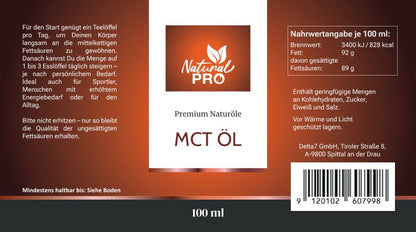 Reines MCT Öl aus Kokos | Raffiniert, Geschmacksneutral & Mit C8/C10 Fettsäuren
