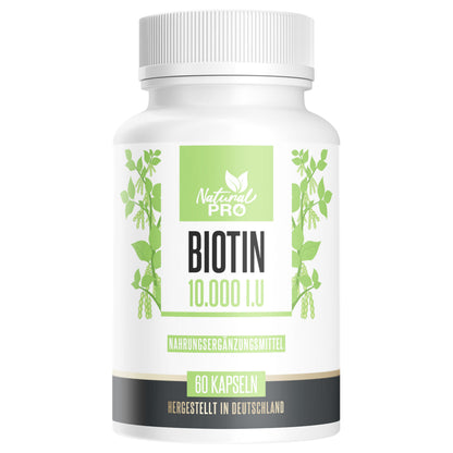 Biotin 10.000 I.E. hochdosiert | Unterstützt gesundes Haarwachstum & Hautbild | 60 Kapseln