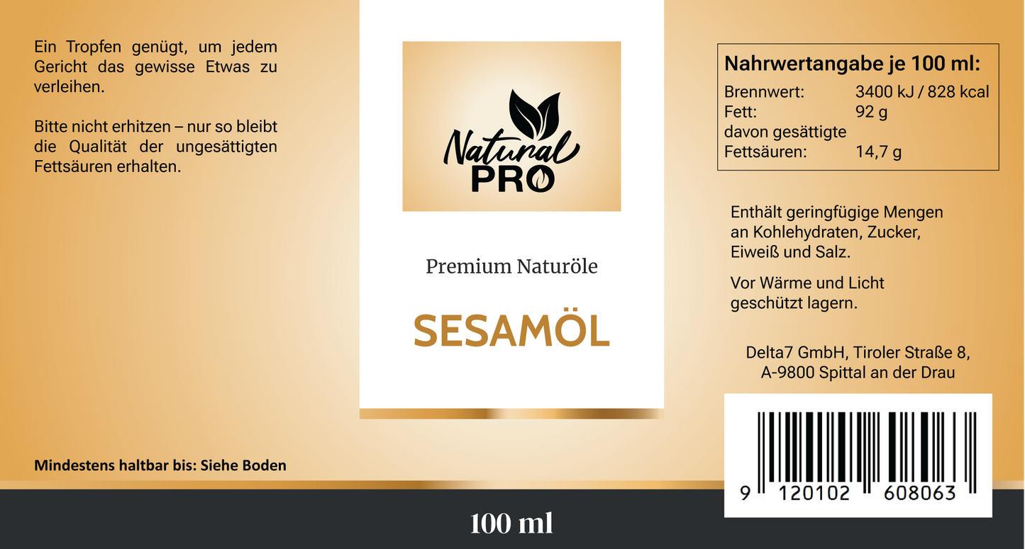 Sesamöl | Mild-Nussiges Naturöl | Täglicher Genuss | Reich an ungesättigten Fettsäuren