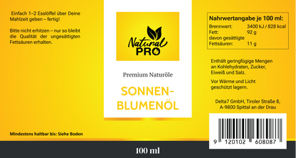 Sonnenblumenöl | Mild-Nussiges Naturöl | Vielseitig für täglichen Genuss & Feine Gerichte