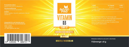 Vitamin D3 5000 i.U hochdosiert | Natürliches Sonnenvitamin | 60 Kapseln