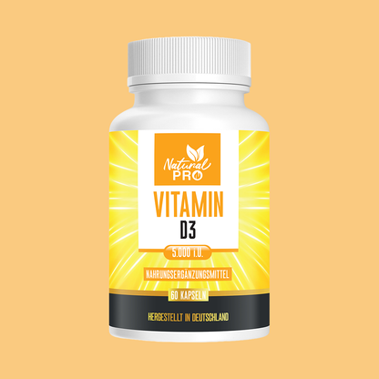 Vitamin D3 5000 i.U hochdosiert | Natürliches Sonnenvitamin | 60 Kapseln