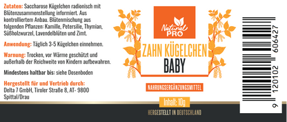Zahn Kügelchen Baby | Natürlich & homöopathisch | Beruhigend beim Zahnen | 10 g